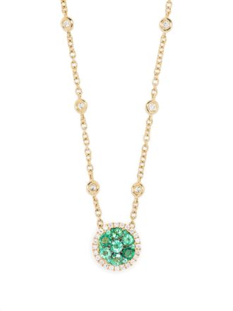 ROSEKEY Collana in oro 18 carati con diamanti e smeraldi