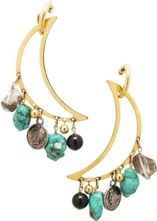 La DoubleJ Crescent Moon Oorbellen - Dames - Oorbellen - Blauw - ONE Size - Accessoires