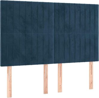 vidaXL Cabeceros 4 Unidades Terciopelo Azul Oscuro 72x5x78/88 Cm Vidaxl