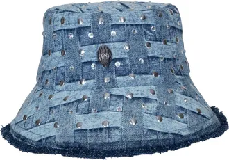 Kurt Geiger Embellished Denim Bucket Hat in Dark Blue at Nordstrom