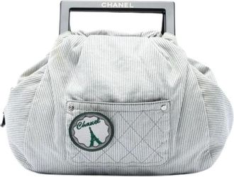 Chanel Borsa a mano vintage in tela a righe Pre-owned - - Pre-owned - Donna - Grigio - ONE SIZE
