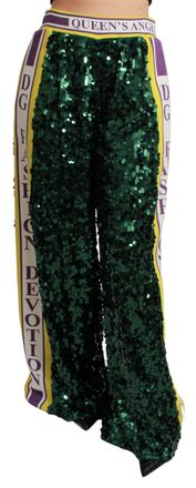 Dolce & Gabbana Groene Paillettenbroek Queens Angel Pants