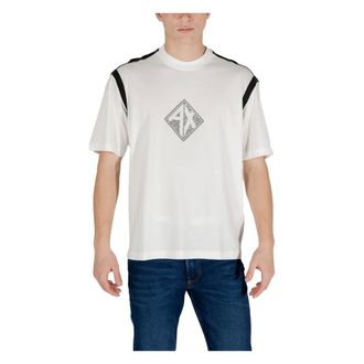 A|X Armani Exchange T-Shirts, male, White, Size: XL White Print Short Sleeve Tee