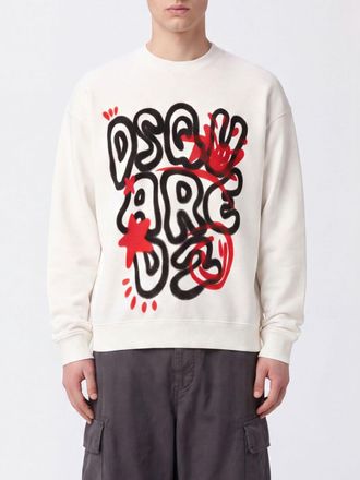 Dsquared2 Felpa girocollo in cotone con logo stampato a contrasto
