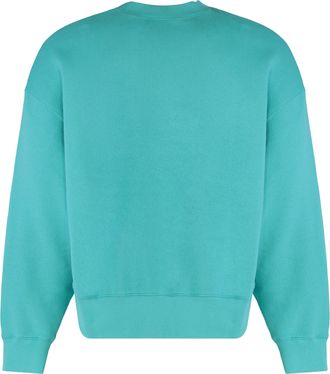 Palm Angels Mens Crew Neck Cotton Sweatshirt With Patch Bear Green Sweatshirts Sweater
