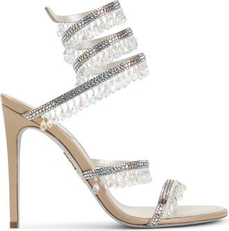 Rene Caovilla Beige Rhinestone Heels