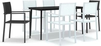 vidaXL Juego De Comedor Para Jard&iacute;n 7 Piezas Blanco Y Negro Vidaxl