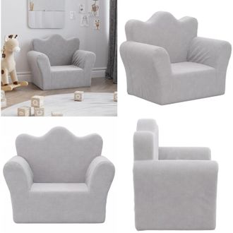 vidaXL Divano per Bambini Grigio Chiaro in Morbido Peluche - Divano peluche - Divano morbido