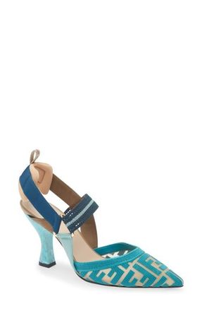 Fendi Colibri Mesh Slingback Pump in Blue at Nordstrom, Size 11.5Us