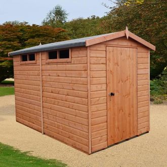 Shires Security Apex Handmade Garden Shed Approx 10 x 8 Feet in Brown
