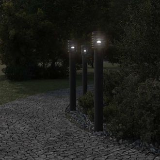 Berkfield Home Outdoor Floor Lamps 3pcs Black 110cm Stainless Steel