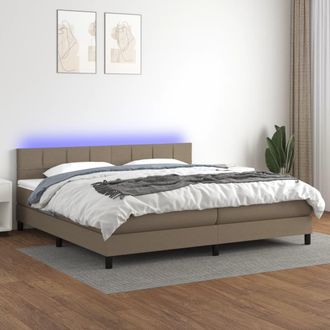 vidaXL Cama Box Spring Colch&oacute;n Y Luces Led Tela Gris Taupe 200x200 Cm Vidaxl