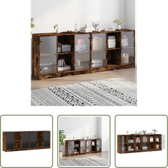 vidaXL Libreria con ante in vetro - Libreria con Ante Rovere Fumo 204x37x75 cm in Legno Multistrato