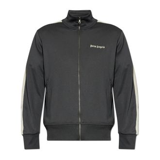 Palm Angels Zip-throughs, male, Gray, Size: XL Stand-up Collar Sweatshirt