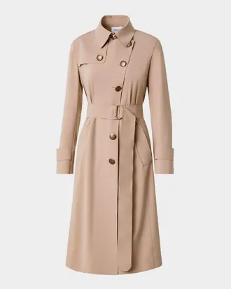 Akris Techno Laser Cut Crepe Belted Trench Coat