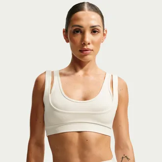 Nike Womens SKIMS Matte Double-Strap Scoop Bra in White | IR5026-108
