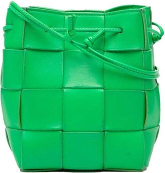 Bottega Veneta Pre-owned Bucket Bags, female, Green, Size: ONE SIZE Pre-owned Leather Bucket Bag