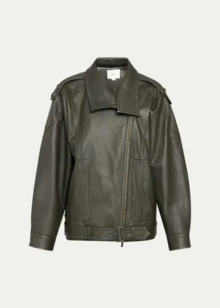 Vince Oversized Leather Aviator Jacket