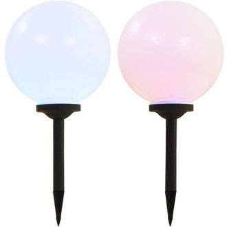 vidaXL L&aacute;mparas Solares Esf&eacute;ricas De Exterior 2 Uds Led Rgb 30 Cm Vidaxl