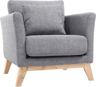 Miliboo Miliboo - Sillón nórdico gris claro patas madera clara oslo