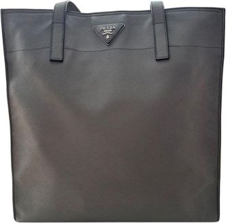 Prada Grey Saffiano Leather Tote Bag