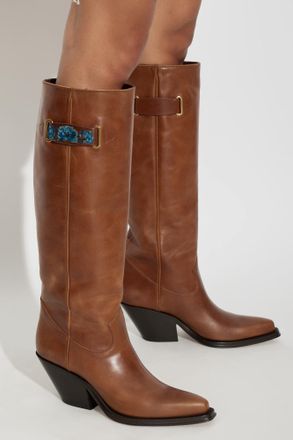 Chlo&eacute; Azelan Leather Cowboy Boots, Womens, Brown