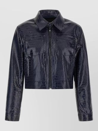 Pinko crocodile effect cropped single breasted coat