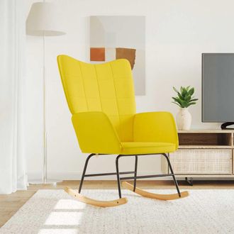 vidaXL Silla Mecedora De Tela Amarillo Mostaza Vidaxl