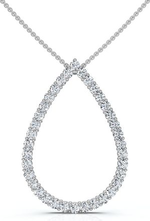Pompeii3 1Ct Pear Shape Diamond Pendant White or Yellow Gold Lab Grown 1.25 Tall