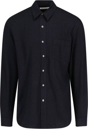 Our Legacy Classic Black Silk Shirt With Contrasting Button Closure