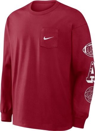 Nike Alabama Academic Max90 Pocket Nike Mens College Long-Sleeve T-Shirt in Red | 04TA69WABN-U1K