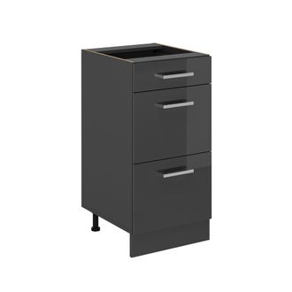 Vicco Mueble Bajo De Cocina R-line, Antracita Alto Brillo, 40 Cm Con Cajones, Sin Encimera Vicco