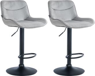 Clp Juego De 2 Taburetes De Bar Vonore En Terciopelo Gris Negro