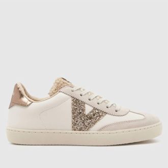 Victoria Womens Berlin Glitter Shoe In Bone/gold