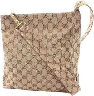 Gucci Pre-owned Cross Body Bags, female, Beige, Size: ONE SIZE Pre-owned Vintage Canvas Crossbody Bag
