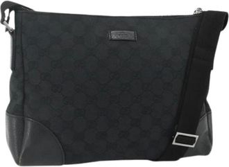 Gucci Pre-owned Cross Body Bags, female, Black, Size: ONE SIZE Pre-owned Vintage GG Canvas Shoulder Bag