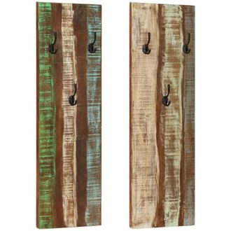 vidaXL Vidaxl - Appendiabiti a Parete 2pz 36x3x110cm Legno Massello di Recupero