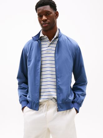 Tommy Hilfiger Blouson TOMMY HILFIGER HARRINGTON JACKET, Herren, Gr. L, blau (faded indigo), Web, Obermaterial: 85% Polyester, 15% Polyamid, elastischer Bund, Jacken