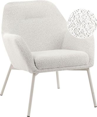 Beliani Poltrona con braccioli Gambe in ferro Rivestimento in tessuto Bianco sporco Jabro