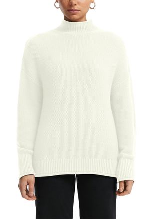 QS by s.Oliver Strickpullover QS, Damen, Gr. XXL, ecru, Strick, Obermaterial: 50% Baumwolle, 50% Polyacryl, unifarben, bequem h&uuml;ftbedeckend, Rundhals, Rollkanten, Pu