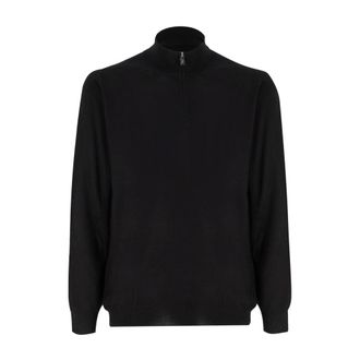 Fedeli Turtlenecks, male, Black, Size: 4XL Elegant Half-Zip Jumper