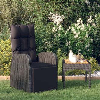 vidaXL Vidaxl - Sedia Da Giardino Reclinabile Con Cuscino In Polyrattan Nero