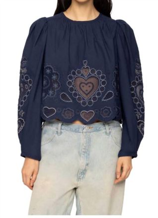 Sea New York Jeanetta Long Sleeve Top In Navy
