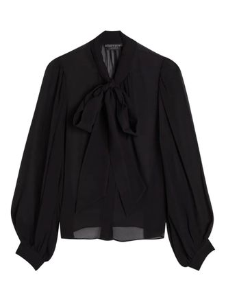 Alice & Olivia Brentley bow long-sleeve blouse - Zwart