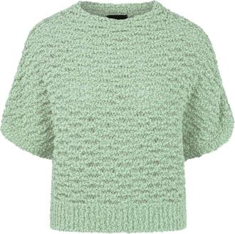 Marc Cain Gestructureerde Oversized Pullover - Dames - Ronde hals truien - Groen - S - Katoen - Truien & Vesten
