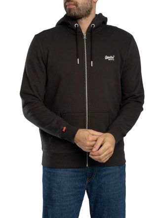 Superdry Essenti&euml;le Hoodie Met Logorits, Zwart