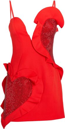 Area Heart Ruffle Crystal Mini Tank Dress Size XS