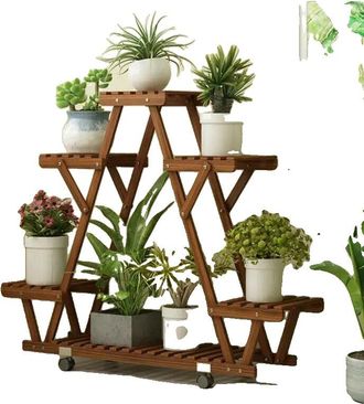 OEM Estanter&iacute;a Para Plantas, Dise&ntilde;o Multinivel, M&oacute;vil Con Ruedas, Color Dorado