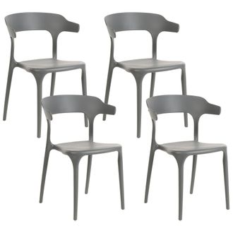Beliani Conjunto De 4 Sillas Gris Claro Polipropileno Resistente Interior Exterior Gubbio