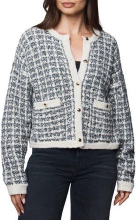 Splendid Lisette Texture Cardigan in Black Plaid at Nordstrom Rack, Size X-Large